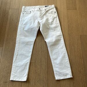 Men’s white travel jeans by Bonobos